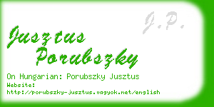 jusztus porubszky business card